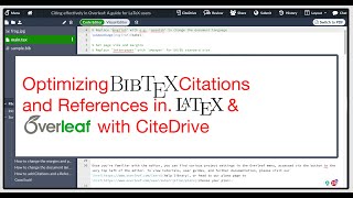 Optimizing BibTeX Citations and References in LaTeX amp OverleafShareLaTeX with CiteDrive [upl. by Irap]