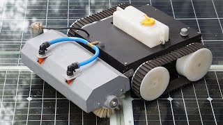 Solar Panel Cleaner Robot With Water Tank  Tracked Cleaning Robot [upl. by Yetnom166]