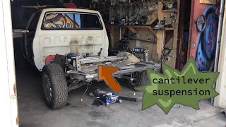 custom cantilever pushrod suspension for my toyota mini truck [upl. by Anerahs825]