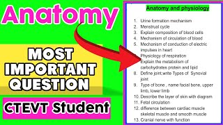 Anatomy and Physiology most important question  CTEVT DIPLOMA HA PHARMACY LAB [upl. by Zohara57]