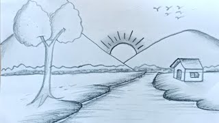 Beautiful scenery drawing scenery drawing for kids easy drawing kids kidsdrawing [upl. by Roshan468]