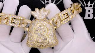 Moneybagg Yo Custom Limited Edition Name Money Bag Chain  Gold Hip Hop Jewelry [upl. by Stefania]