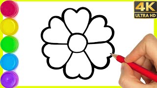 How to draw a Flower Drawing  Flower Drawing easy step by step drawing for beginners in easy way [upl. by Dnartreb]