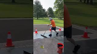 DRIVEWAY SEALCOATING💰 satisfying asphalt sealcoating business [upl. by Kimbell]