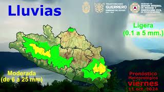 🌧☀️Clima  Pronóstico meteorológico para Guerrero hoy 11 de octubre de 2024 [upl. by Eiramassenav]