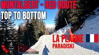 4K Skiing La Plagne Plagne Montalbert  Red Route to Roche Paradiski France GoPro HERO11 [upl. by Pamelina]