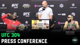 Leon Edwards to Belal Muhammad quotYoure getting knocked the f outquot  UFC 304 Press Conference [upl. by Antonina]