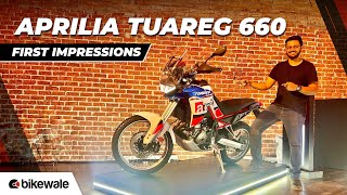 2024 Aprilia Tuareg 660 Walkaround  Seating Comfort Features Price amp More  BikeWale [upl. by Eetnuahs]