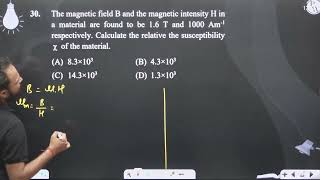 The magnetic field B and the magnetic intensity H in a material are found to be 16 T and 1000 A [upl. by Aprile763]