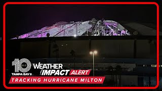 Tropicana Field roof ripped off during Hurricane Milton [upl. by Crabb]