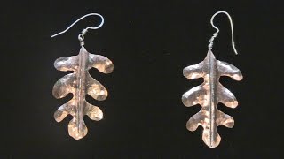 Sweat Soldered Planished Copper Leaf Earrings [upl. by Arykahs]