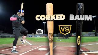 CORKED BAT vs BAUM BAT  Wood Baseball Bat Review [upl. by Notna]