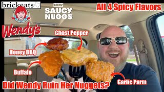 Wendys NEW Saucy Nuggs REVIEW All 4 Spicy Flavors brickeats [upl. by Nolad220]