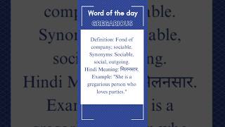 Gregarious meaning wordoftheday ExpandYourVocabulary englishwords englishvocabulary [upl. by Ysabel643]