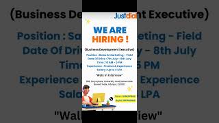 JustDial Hiring For Business Development Executive justdial job jobs jobvacancy [upl. by Devaj]