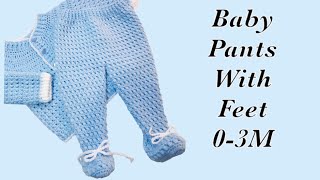 LEFT Handed Baby Boy Set How to crochet newborn baby pants with feet 06M Crochet for Baby172 [upl. by Hadihahs]