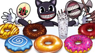 Mukbang Animation Sweet donuts Set eating Cartoon cat [upl. by Godber]