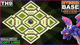 New BEST TH9 Base with Replay 2022  COC TH9 HybridFarmingTrophy base Copy link  Clash of Clans [upl. by Athalia]