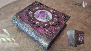 How to make a decoupage box with eggshells stencil and crackle glaze decoupage mixedmedia [upl. by Sucramad886]