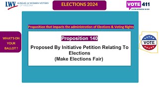 2024 Whats on Your ballot Proposition 140 [upl. by Faunia]