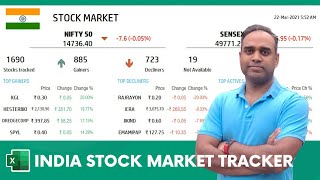 India Stock Market Tracker Excel Template [upl. by Nickolaus]