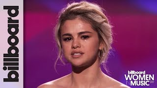 Selena Gomez Tearfully Accepts Woman of the Year Award at Billboards Women in Music 2017 [upl. by Ahsini]