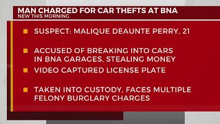 Man charged with breaking into cars at BNA [upl. by Gleda]