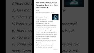 Romania Embassy Visa Interview Questions 26june24 romania romaniavisa embassy 2024travel [upl. by Yentroc966]