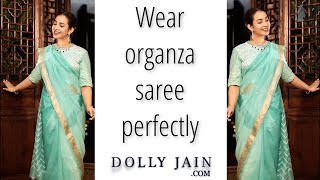 How to wear Organza saree in nivi style perfectly  Ulta Pallu  Dolly Jain [upl. by Debbi]