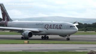 Qatar Airways A333 Crosswind LANDING 23R  MAN [upl. by White]