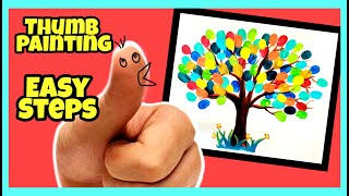 THUMB PRINT ART  THUMB PAINTING  PAINTING IDEAS FOR KIDS  TREE PAINTING  4 YEARS ABOVE [upl. by Joon29]