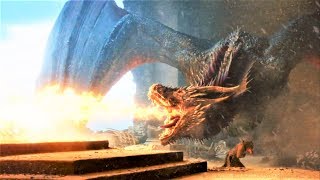 Drogon and Rhaegal fly past Winterfell  GoT S08 E01 [upl. by Llevaj]