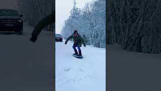 First time skimboarding in the snow ❄️ [upl. by Eerahc]