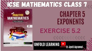 7 CLASS ICSE  Green Earth publication  5 Exponents  Exercise 52 [upl. by Avahc]