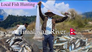 Nepali Traditional Way of Fishing  Net Fishing Local Fish Hunting fishing river adventure vlog [upl. by Normak569]