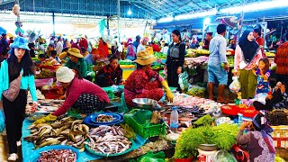 Fresh Fish and Natural Vegetables Galore at Sala No 5 Market Kampong Tralach Kampong Chang [upl. by Dazraf]