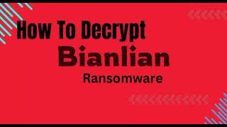 How To Decrypt Bianlian Malware  Decryption Demo Video  Bianlian Decryptor Ransomware virus [upl. by Loredo]