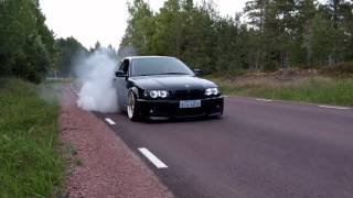 Bmw e46 328ci 3quot exhaust sound  burnout [upl. by Kolva]