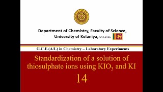 Standardization of a solution of thiosulphate ions using KIO3 and KI No 14 [upl. by Ingar624]