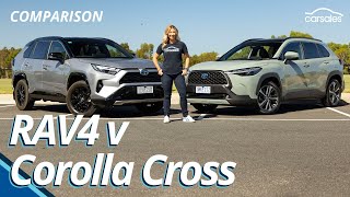 2024 Toyota RAV4 v Toyota Corolla Cross Comparison  Which Toyota SUV best suits you [upl. by Lyj]