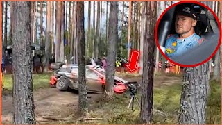 Esapekka Lappi Crashes 🔴 Out of Rally Finland 2024 After Hitting Tree 🌲💥FIA WRC 2024 [upl. by Meihar]