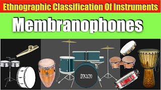 CLASSIFICATION OF MUSICAL INSTRUMENTS MEMBRANOPHONES [upl. by Ynabla134]