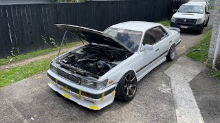 Big Turbo RB20eT first start Sounds epic Aeromaster bodykit fitup [upl. by Haleak484]