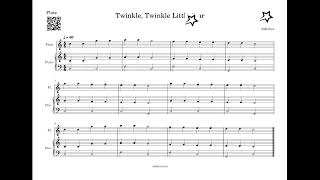 EASY Twinkle Twinkle Little Star Sheet Music for Flute and Piano [upl. by Yornoc]