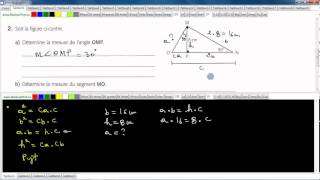 Secondaire 4 SN CST Québec Trouver les mesures manquantes dans le triangle rectangle [upl. by Ode]