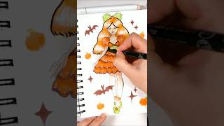 Pumpkin Doll drawing process timelapse 🧡 fallartcuteart markers markerdrawing sketchbook ohuhu [upl. by Gleeson691]