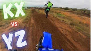 YZ125 vs KX125 WIDE OPEN RACING [upl. by Gnaw]