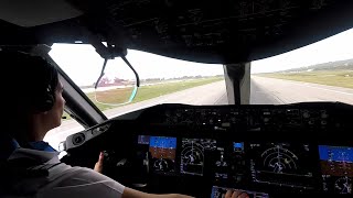 Boeing 7878  Departing Montego Bay  cockpit view [upl. by Nahgen]