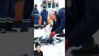 A baby whale cries out pleading with theships crew to free it from the nets gras russia [upl. by Dacie]