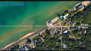 The MichiganIndiana Border  Lake Michigan Aug2020 [upl. by Akiehsat]